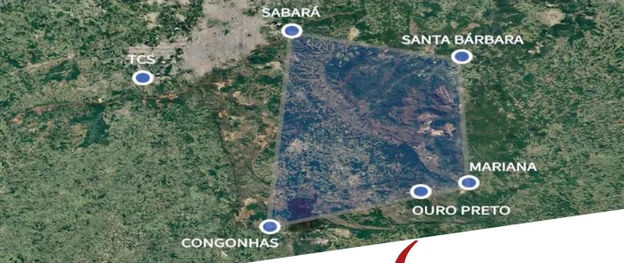 Mapa do complexo de minerações da Serra Azul e sua ligação com o TCS