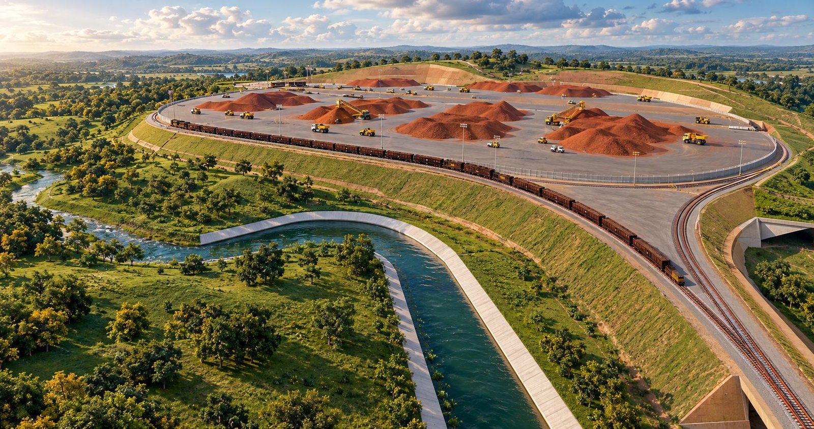Render aéreo do futuro Terminal de Cargas do Paraopeba
